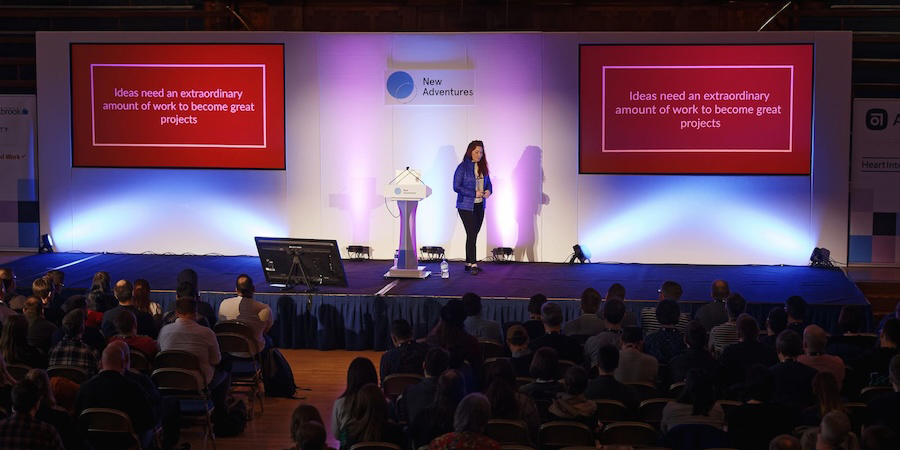 Ashley on stage at New Adventures
